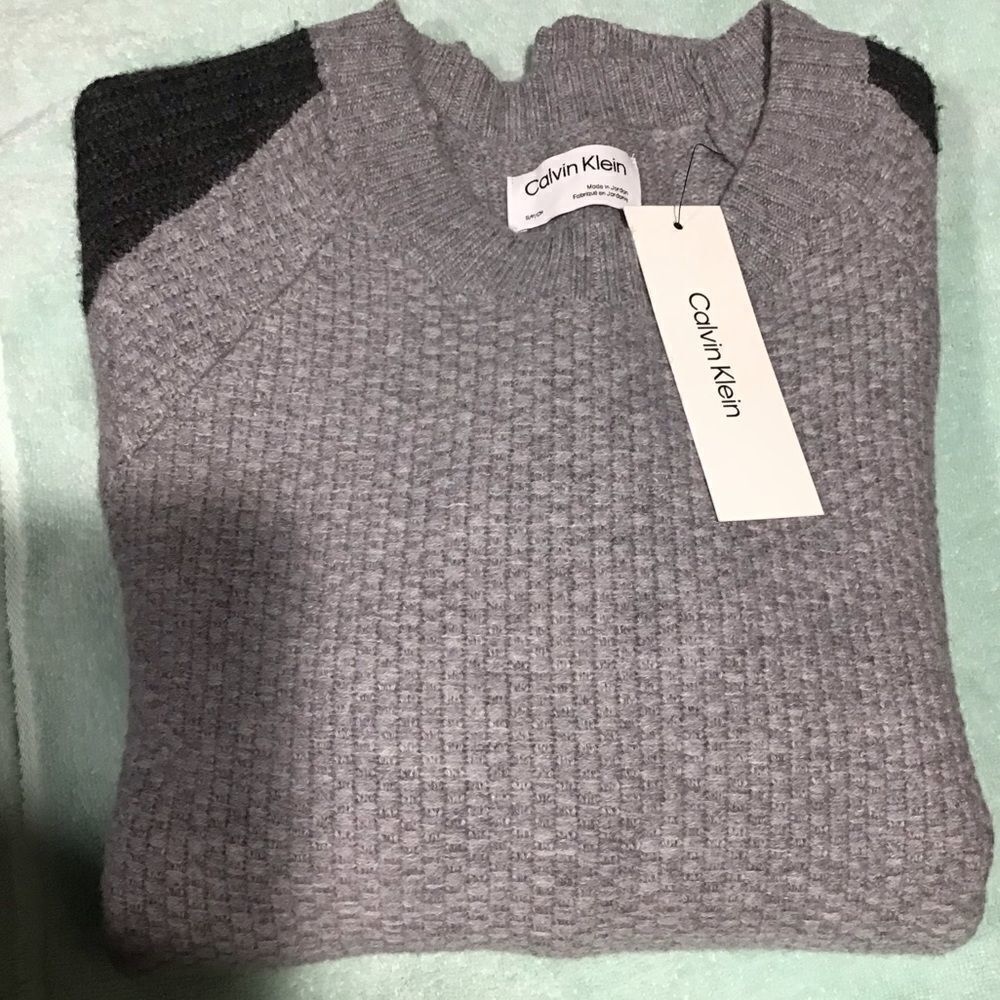 CALVIN KLEIN Cashmere WOOL Men’s Color-blocked Sweater Small